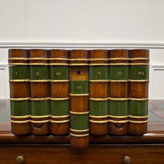 Klassiek-Antiek-Engels-Oud-Vintage-Chesterfield-Globe-Wernicke-Boekendoos-Faux-Books