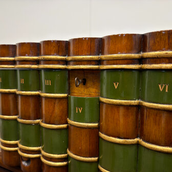 Klassiek-Antiek-Engels-Oud-Vintage-Chesterfield-Globe-Wernicke-Boekendoos-Faux-Books