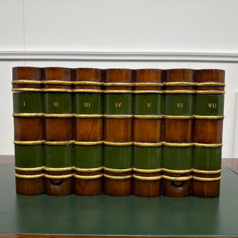 Klassiek-Antiek-Engels-Oud-Vintage-Chesterfield-Globe-Wernicke-Boekendoos-Faux-Books