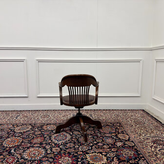 Klassiek-Antiek-Engels-Oud-Vintage-Chesterfield-Bureaustoel-Captain-Chair