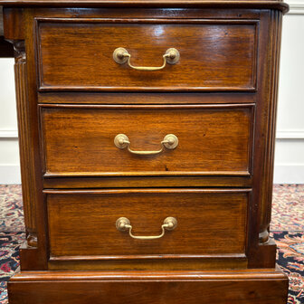 Klassiek-Antiek-Engels-Oud-Vintage-Chesterfield-Bureau-Desk-Groen-Leder