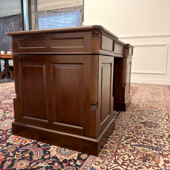 Klassiek-Antiek-Engels-Oud-Vintage-Chesterfield-Bureau-Desk-Groen-Leder