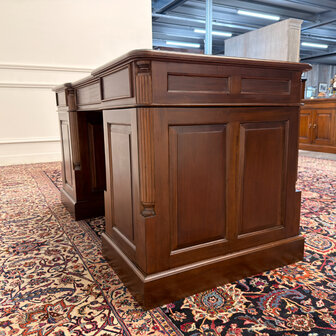 Klassiek-Antiek-Engels-Oud-Vintage-Chesterfield-Bureau-Desk-Groen-Leder