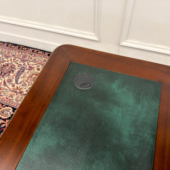 Klassiek-Antiek-Engels-Oud-Vintage-Chesterfield-Bureau-Desk-Groen-Leder