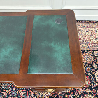 Klassiek-Antiek-Engels-Oud-Vintage-Chesterfield-Bureau-Desk-Groen-Leder