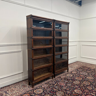 Klassiek-Engels-Antiek-Oud-Vintage-Chesterfield-Originele-Globe-Wernicke-Boekenkast-Kast