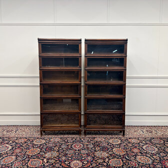 Klassiek-Engels-Antiek-Oud-Vintage-Chesterfield-Originele-Globe-Wernicke-Boekenkast-Kast
