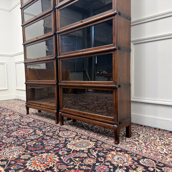 Klassiek-Engels-Antiek-Oud-Vintage-Chesterfield-Originele-Globe-Wernicke-Boekenkast-Kast