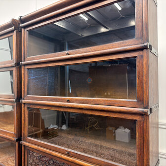 Klassiek-Engels-Antiek-Oud-Vintage-Chesterfield-Originele-Globe-Wernicke-Boekenkast-Kast