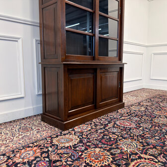 Klassiek-Engels-Antiek-Oud-Vintage-Chesterfield-Eiken-Boekenkast-Buffetkast-Bibliotheekkast-Kast