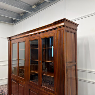 Klassiek-Engels-Antiek-Oud-Vintage-Chesterfield-Boekenkast-Bibliotheekkast-Kast