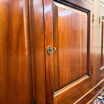Klassiek-Engels-Antiek-Oud-Vintage-Chesterfield-Boekenkast-Bibliotheekkast-Kast