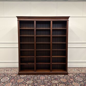 Klassiek-Engels-Antiek-Oud-Vintage-Chesterfield-Open-Boekenkast-Bibliotheekkast-Kast