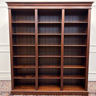 Klassiek-Engels-Antiek-Oud-Vintage-Chesterfield-Open-Boekenkast-Bibliotheekkast-Kast