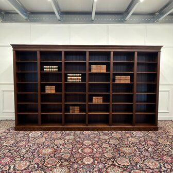 Klassiek-Engels-Antiek-Oud-Vintage-Chesterfiel-Grote-Open-Boekenkast-Kast-2