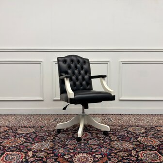 Klassiek-Engels-Antiek-Oud-Vintage-Chesterfiel-Bureaustoel-President-Chair-Zwart-Leder-1