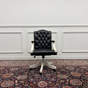 Klassiek-Engels-Antiek-Oud-Vintage-Chesterfiel-Bureaustoel-President-Chair-Zwart-Leder-2