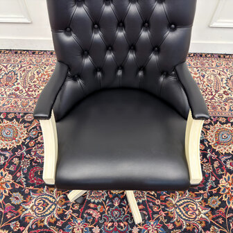 Klassiek-Engels-Antiek-Oud-Vintage-Chesterfiel-Bureaustoel-President-Chair-Zwart-Leder-6