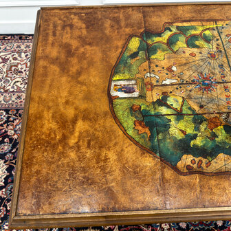 Klassiek-Spaans-Antiek-Oud-Vintage-Schrijftafel-19e-eeuw-Met-Lederen-Wereldkaart-15