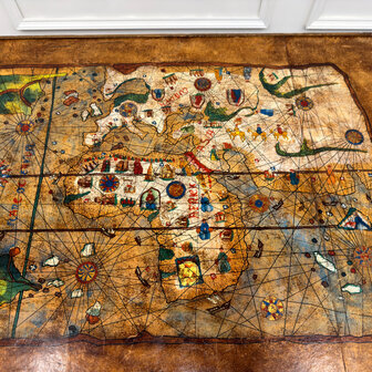 Klassiek-Spaans-Antiek-Oud-Vintage-Schrijftafel-19e-eeuw-Met-Lederen-Wereldkaart-17