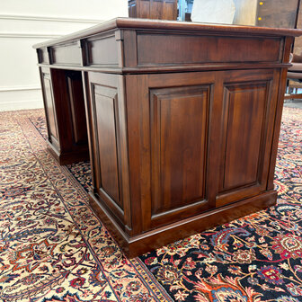 Klassiek-Engels-Antiek-Oud-Vintage-Chesterfield-Bureau-Desk-Groen-Leder-8