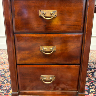 Klassiek-Engels-Antiek-Oud-Vintage-Chesterfield-Bureau-Desk-Groen-Leder-12