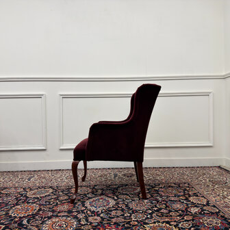 Klassiek-Engels-Antiek-Oud-Vintage-Chesterfield-Fauteuils-Oorfauteuils-Arm-Chairs-Fluweel-Oxblood-9