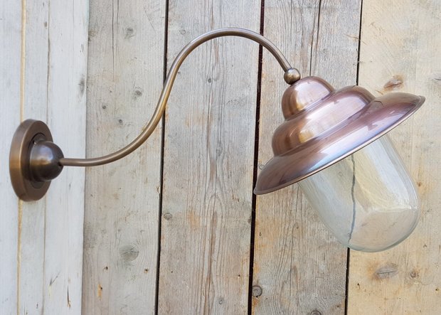 Nostalgische wandlamp koper 7