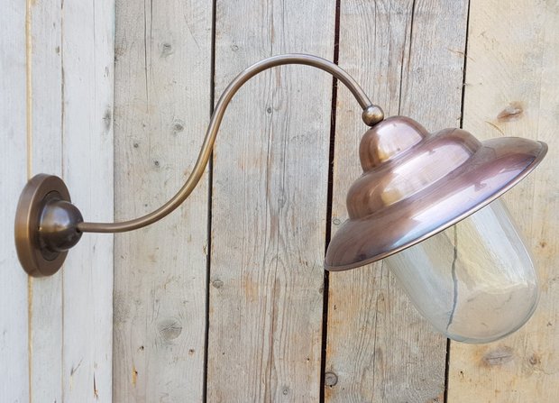 Nostalgische wandlamp koper 6