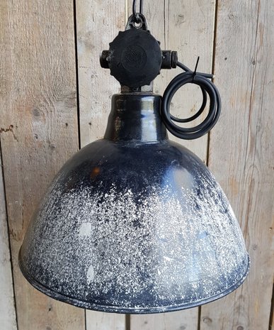 Vintage industriële emaille hanglamp 1