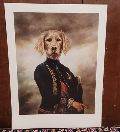 Klassieke-poster-jachthond-hond-in-klederdracht-dachshund