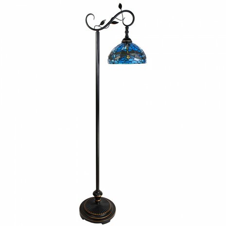 Ronde-Tiffany-vloerlamp-blauw-bruin-glas-rond-staande-lamp-1