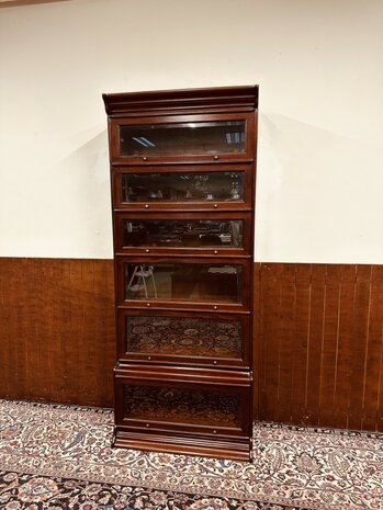 Klassiek-Engelse-Antieke-Globe-Wernicke-Boekenkast-Kast
