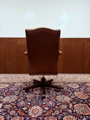 Engels-Antiek-Klassiek-Chesterfield-Bureaustoel-President-Chair-Bruin-Leder-3