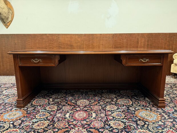 Antiek-Klassiek-Oud-Italiaans-Notenhout-Wortelhout-Bureau-met-Achterschot-7