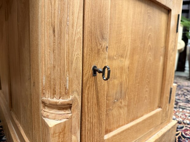 Klassiek-Engels-Antiek-Oud-Chesterfield-Teak-Bureau-Partnerdesk-Bruin-Lederen-Inleg