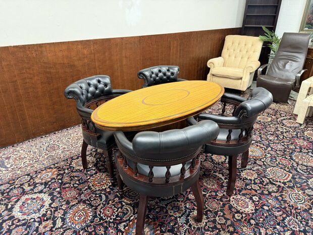 Klassiek-Engels-Antiek-Oud-Chesterfield-Globe-Wernicke-Vergadertafel-Tafel-1