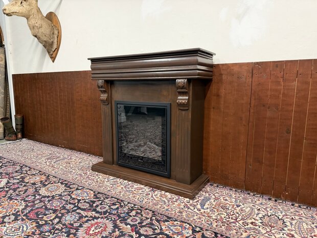 Klassiek-Engels-Antiek-Oud-Chesterfield-Sfeerhaard-Haard-Kachel