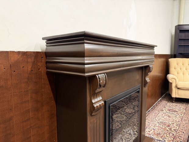 Klassiek-Engels-Antiek-Oud-Chesterfield-Sfeerhaard-Haard-Kachel