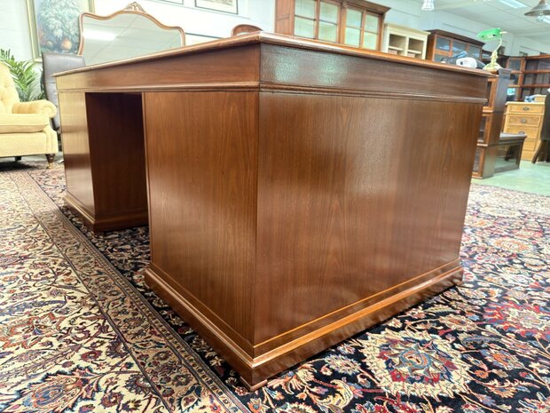 Engels-Antiek-Klassiek-Oud-Chesterfield-Bureau-Desk-Mahoniehout-met-Groen-Lederen-Inleg