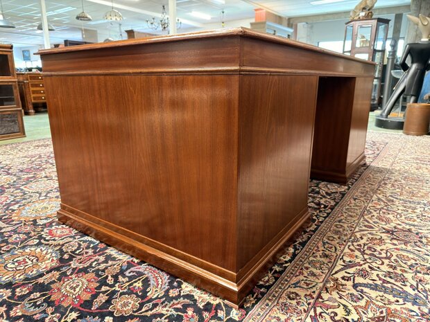 Engels-Antiek-Klassiek-Oud-Chesterfield-Bureau-Desk-Mahoniehout-met-Groen-Lederen-Inleg