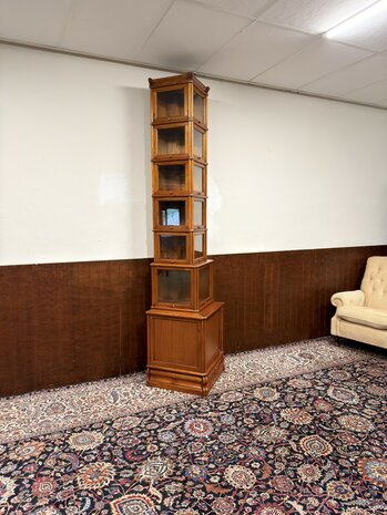 Antiek-Klassiek-Engels-Oud-Originele-Globe-Wernicke-Boekenkast-Vitrinekast-Museumkast