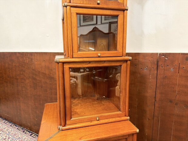 Antiek-Klassiek-Engels-Oud-Originele-Globe-Wernicke-Boekenkast-Vitrinekast-Museumkast