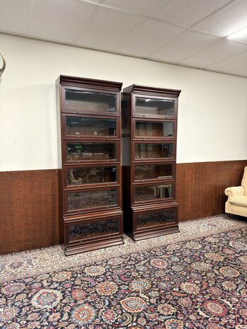 Klassiek-Oud-Antiek-Engels-Globe-Wernicke-Stijl-Boekenkast-Vitrinekast-Boekenkasten