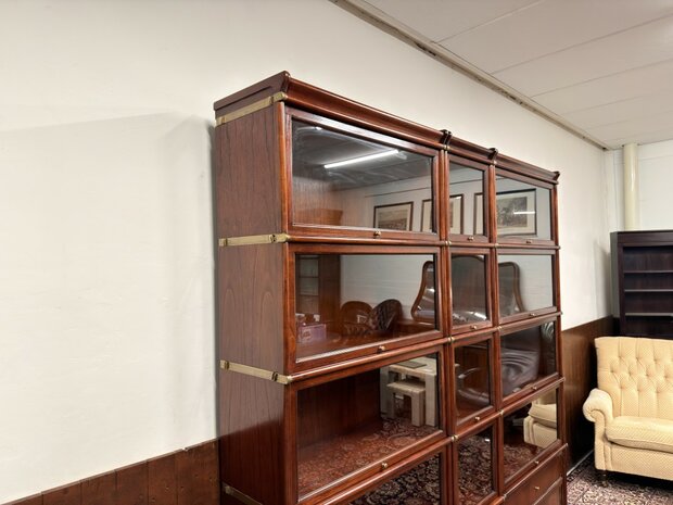 Antiek-OAntiek-Oud-Engels-Klassiek-Chesterfield-Origineel-Globe-Wernicke-Vitrinekast-Boekenkasten-Bibliotheekkast-Boekenkastud-