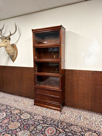 Antiek-Oud-Klassiek-Engels-Chesterfield-Origineel-Globe-Wernicke-Vitrinekast-Boekenkasten-Bibliotheekkast-Boekenkast