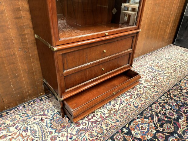 Antiek-Oud-Klassiek-Engels-Chesterfield-Origineel-Globe-Wernicke-Vitrinekast-Boekenkasten-Bibliotheekkast-Boekenkast