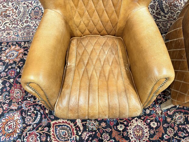 Klassiek-Engels-Oud-Antiek-Chesterfeld-Schaapslederen-Schaaps-Leder-Fauteuil-Aviator-Chair-Model