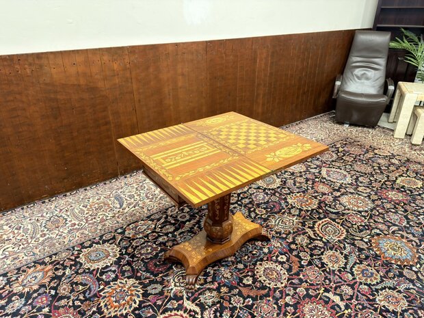 Klassiek-Oud-Antiek-19e-eeuws-Nederlandse-Speeltafel-Game-Table