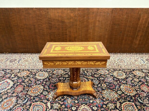 Klassiek-Oud-Antiek-19e-eeuws-Nederlandse-Speeltafel-Game-Table